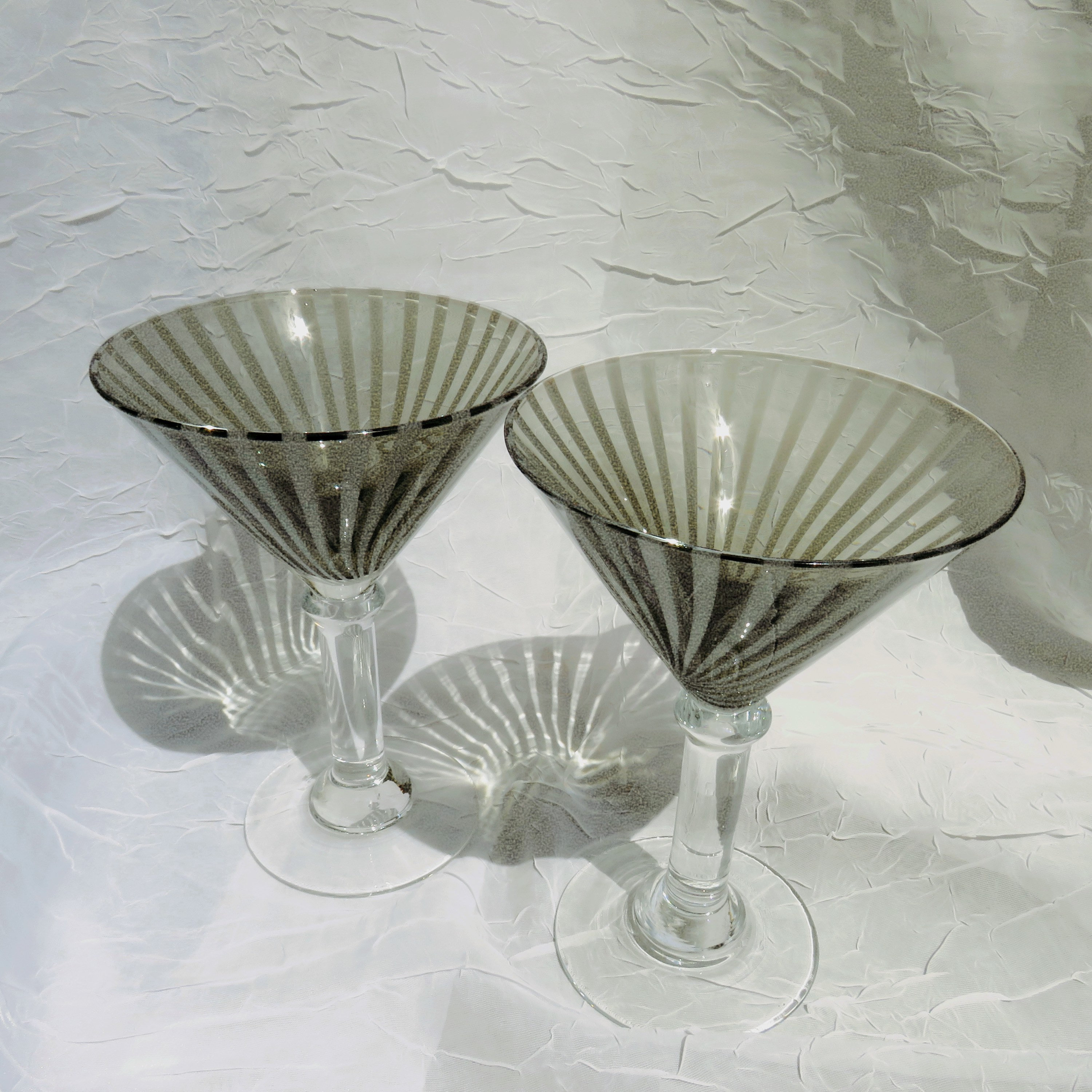 Murano style smoked martini glasses handblown set of 2 Etsy