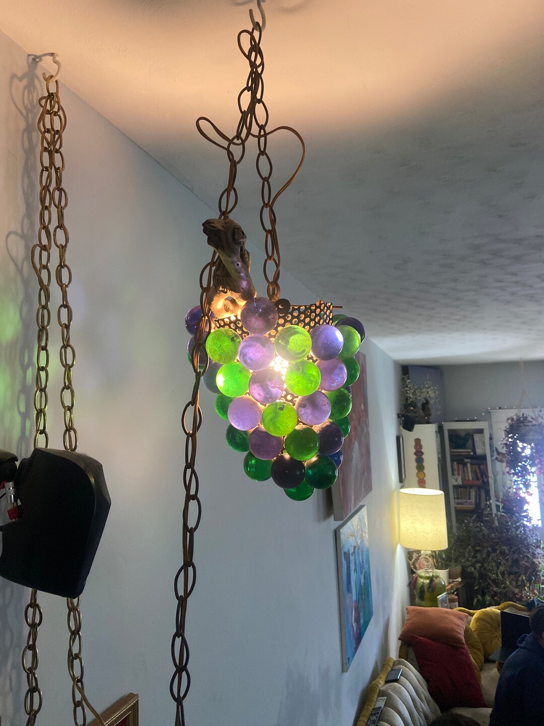 Vintage Lucite Grape Hanging Swag Light Etsy