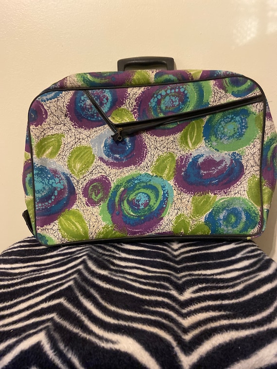 Vintage, multicolored, abstract, canvas suitcase