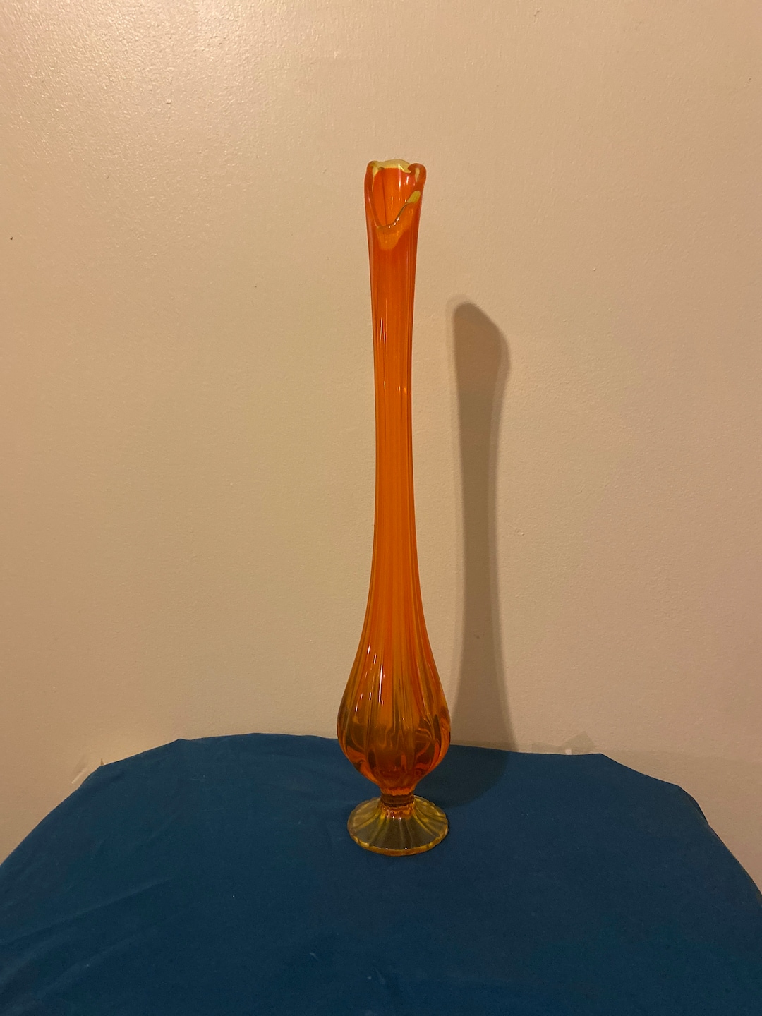 Vintage Viking Amberina Glass Swung Vase Etsy