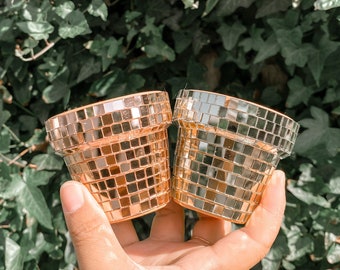 Mini Disco Planter | 2.3 Inch Disco Pot For Plants | Gold Boho Plant Holder | Stylish Rose Gold Disco Planters | Succelent Summer Planters