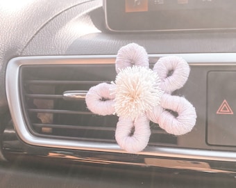 Macrame Daisy Vent Clip | Essential Oil Car Vent Accessory | Boho Flower Vent Diffuser | Cute Car Gifts | Essential Oil Flower Clip