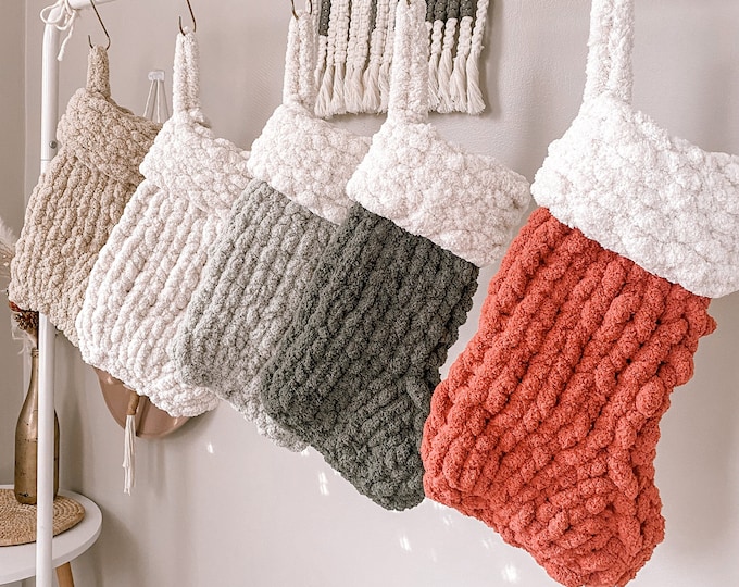 Hand Knit Chunky Christmas Stocking | Cozy Stockings | Knit Stocking ...