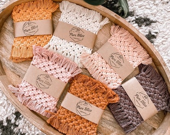 Boho Macrame Coasters | Mug Rugs | Table Coasters | Boho Day Gift Idea | Boho Coaster Sets | Neutral Tone Coffee Coasters | Woven | Spring