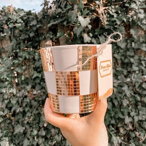 Checkered Disco Planter | 5 Inch Rose Gold Disco Pot For Plants | Boho Plant Holder | Stylish Disco Planters | Plant Lover Gift Idea