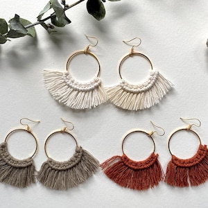 Macrame Hoop Earrings | Hoop Macrame Earrings | Bohemian Hoop Earrings |Macrame Accessories | Gift Ideas | Fringe Earrings | Boho