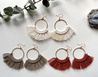 Macrame Hoop Earrings | Hoop Macrame Earrings | Bohemian Hoop Earrings |Macrame Accessories | Gift Ideas | Fringe Earrings | Boho