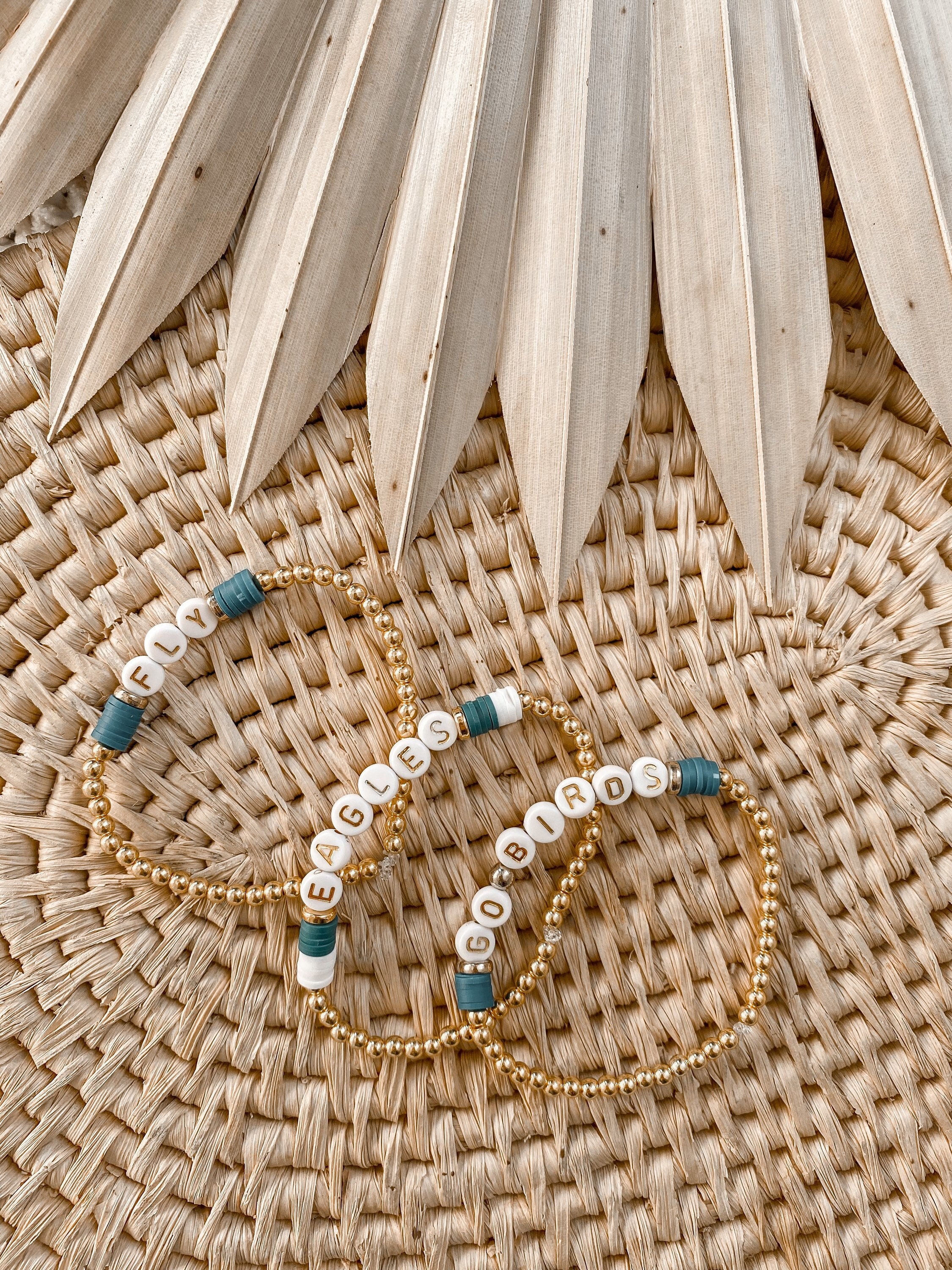 Philadelphia Eagles Beaded Bracelets | Philly Football Bracelet | Go Birds | Eagles Bracelet | Fly Eagles Fly Bracelet Gift |14k Gold Plated