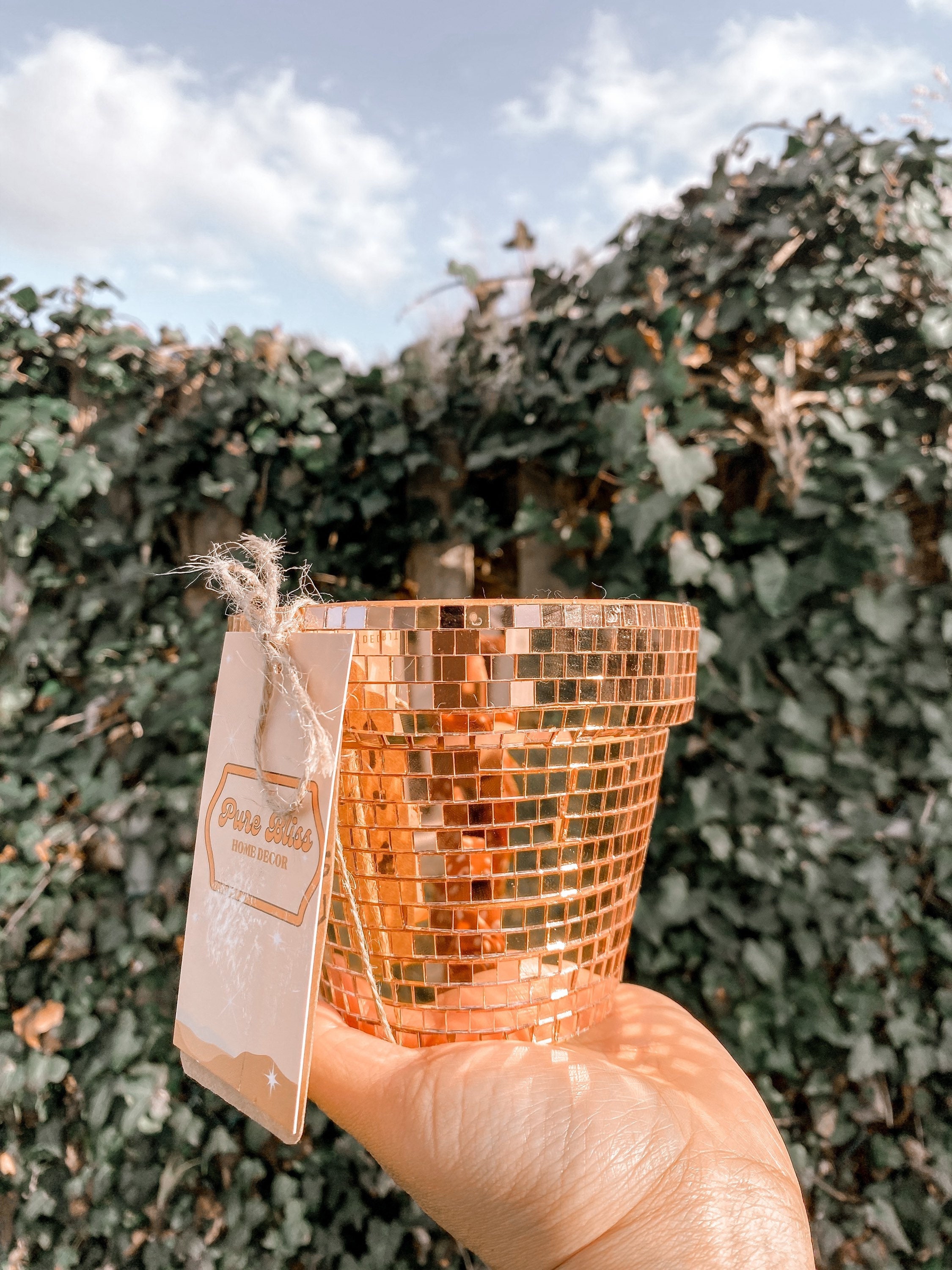 Disco Planter | 4 Inch Disco Pot For Plants | Gold Boho Plant Holder | Stylish Rose Gold Disco Planters | Fall Planters | Cool Planters
