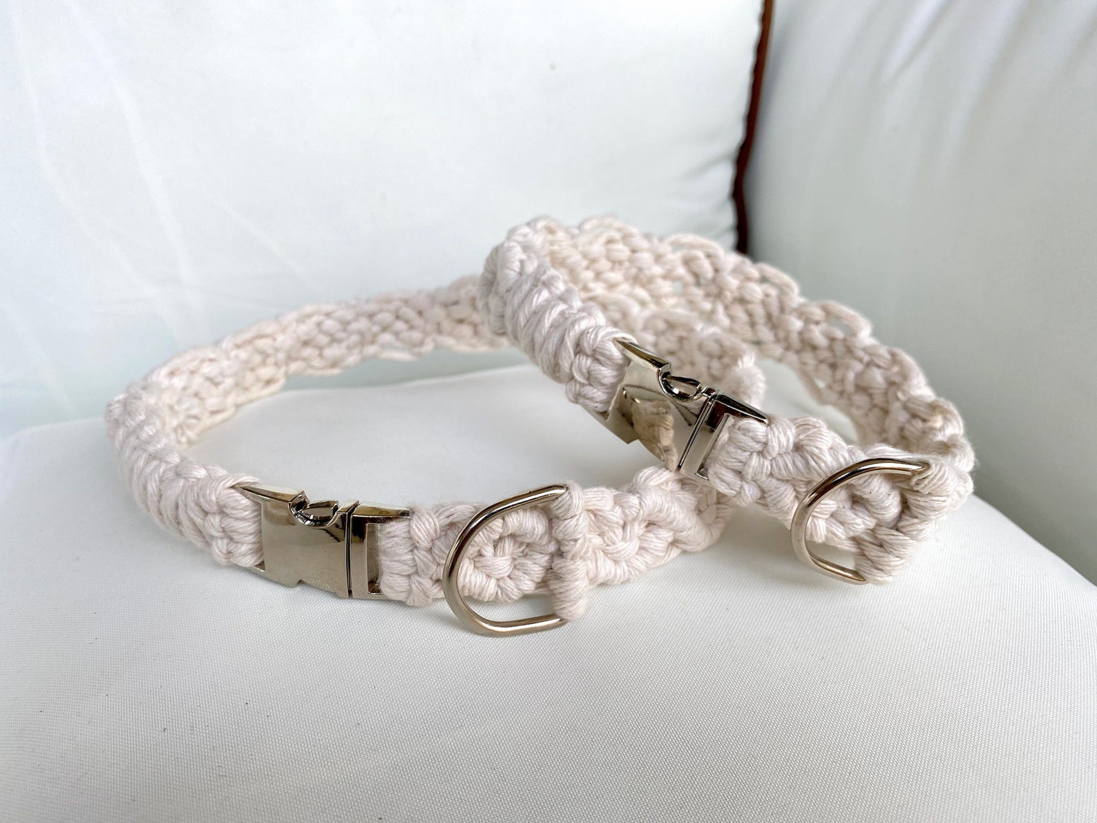 White Boho Macrame Dog Collar Boho Dog Collar Boho Chic Etsy