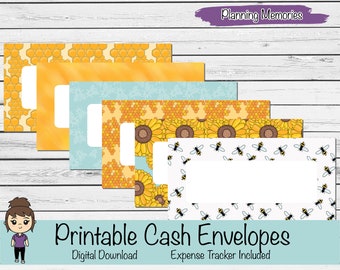 Cash Envelopes for Cash Stuffing and Savings Challenge With Expense Tracker