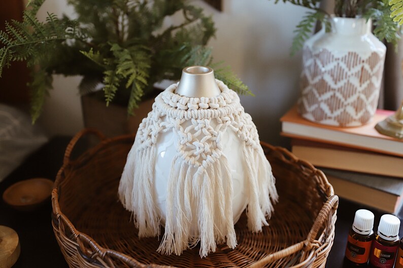 Cream Mariposa Macrame Diffuser Cover image 5