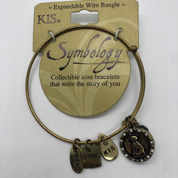 Vintage KIS Symbology expandable wire bangle -