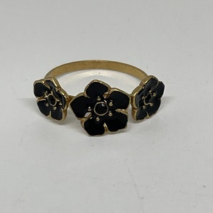 Vintage Pilgrim Black Floral Ring