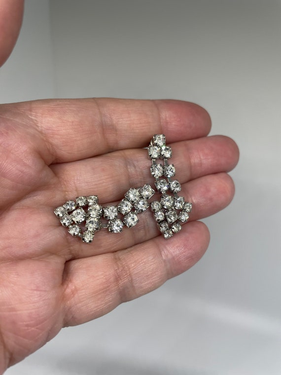 Vintage dangle  rhinestone pierced earrings - image 5