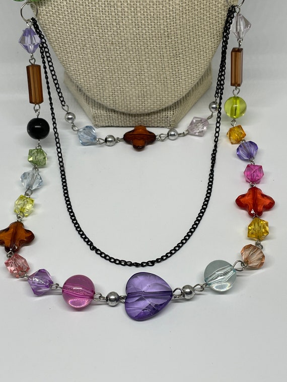 Vintage multi layer colorful necklace - image 2