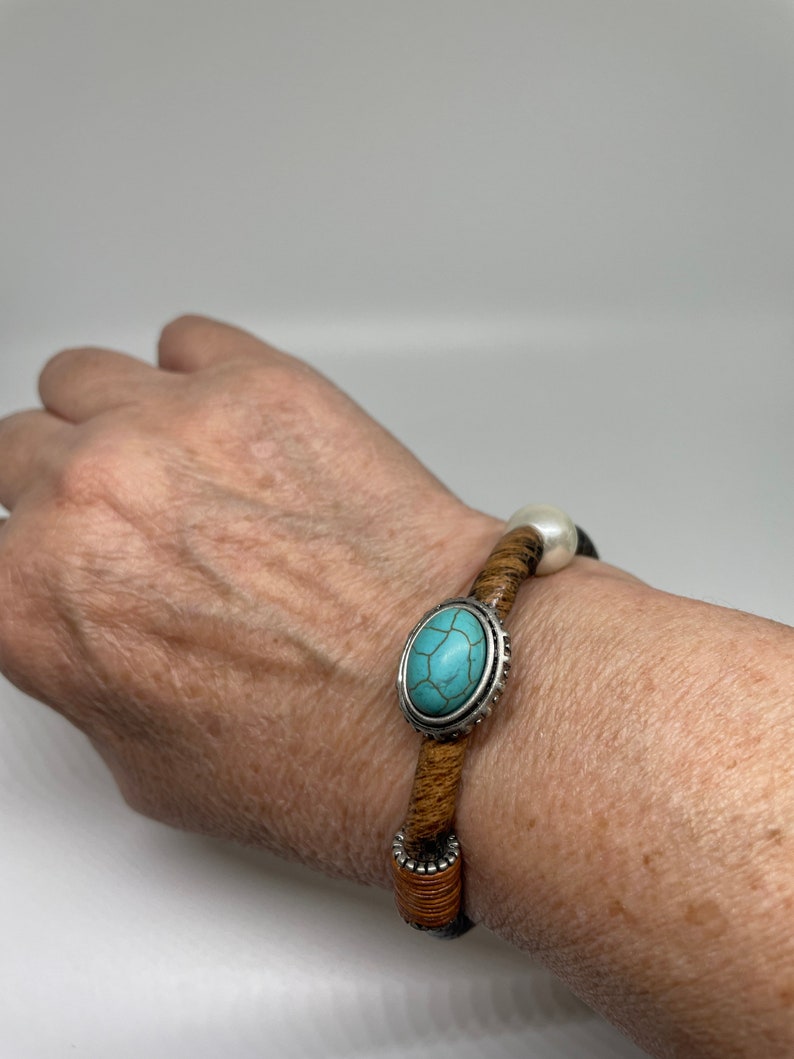 Vintage faux turquoise bracelet image 8