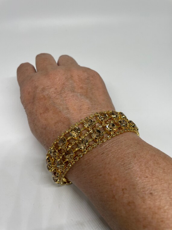Gorgeous vintage goldtone sparkly bracelet - image 7