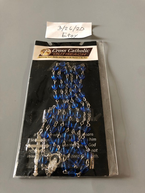 Blue plastic rosary. - image 1