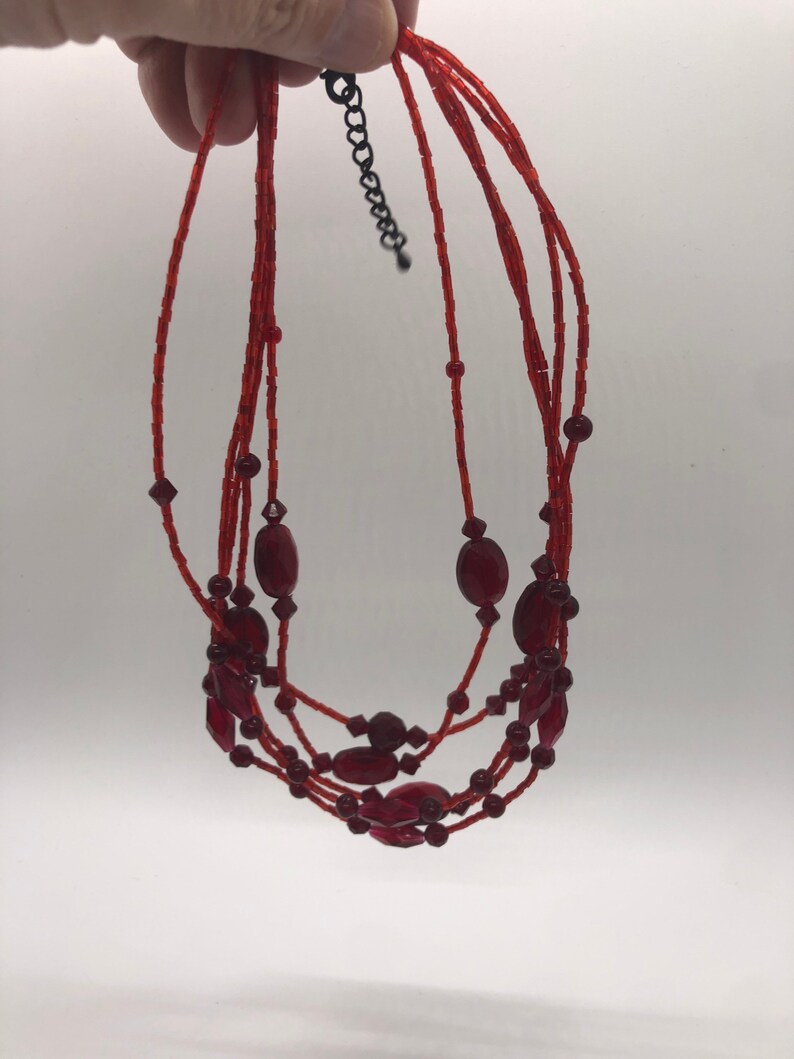 Vintage red beaded necklace