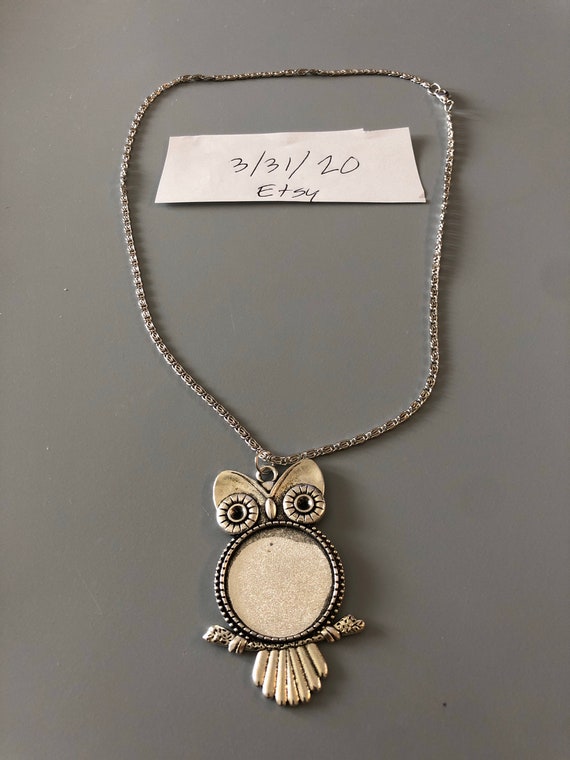 Cute Silvertone Owl Necklace - image 1