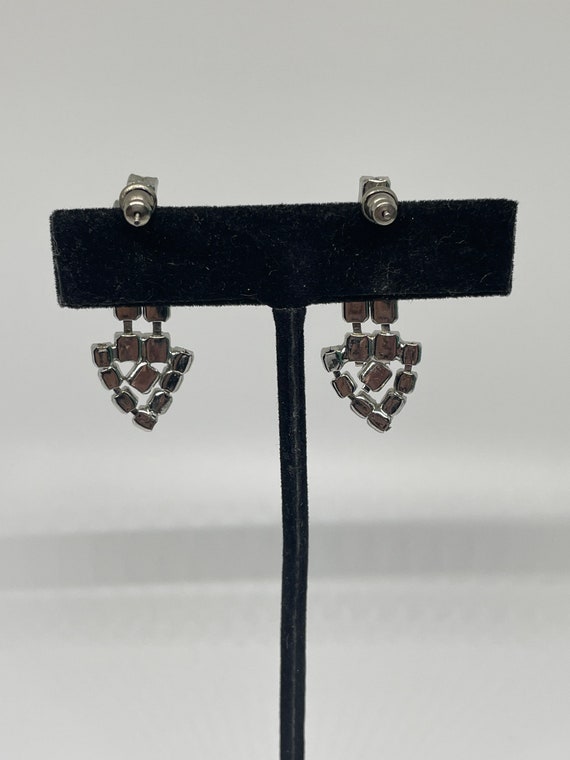 Vintage dangle  rhinestone pierced earrings - image 2