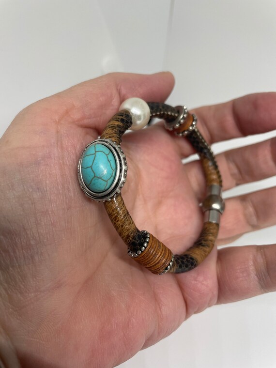 Vintage faux turquoise bracelet - image 2