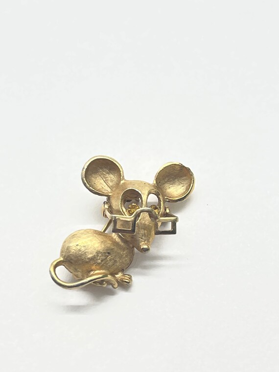 Vintage goldtone Avon mouse pin - image 1