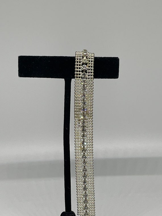 Vintage rhinestone Silvertone bracelet - image 1