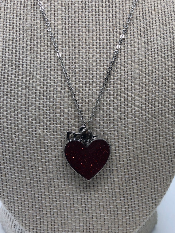 Pretty Silvertone chain heart love necklace - image 1