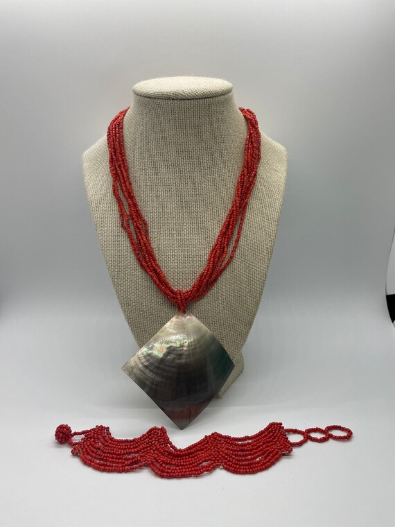 Vintage multi layer beaded necklace & bracelet - image 1