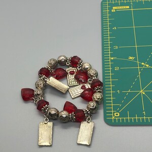 Vintage Silvertone and red bracelet image 3