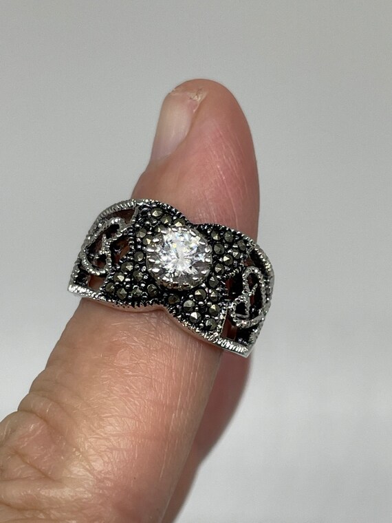 Gorgeous rhinestone Silvertone ring see desc - image 7