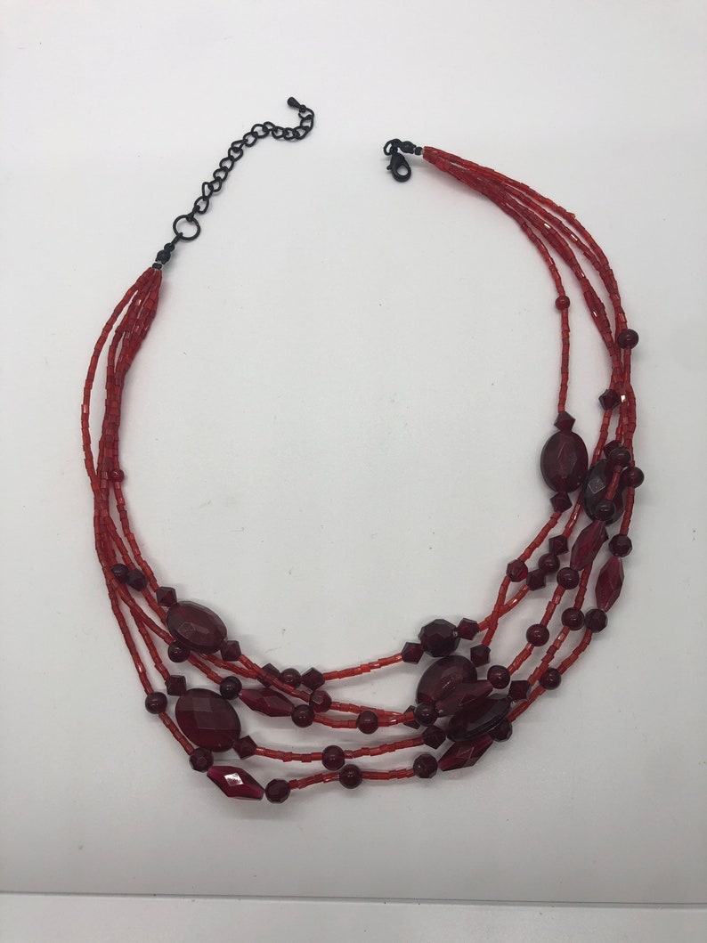 Vintage red beaded necklace