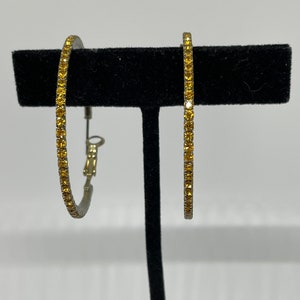 Vintage hoop pierced rhinestone earrings