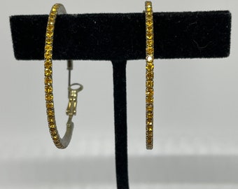 Vintage hoop pierced rhinestone earrings