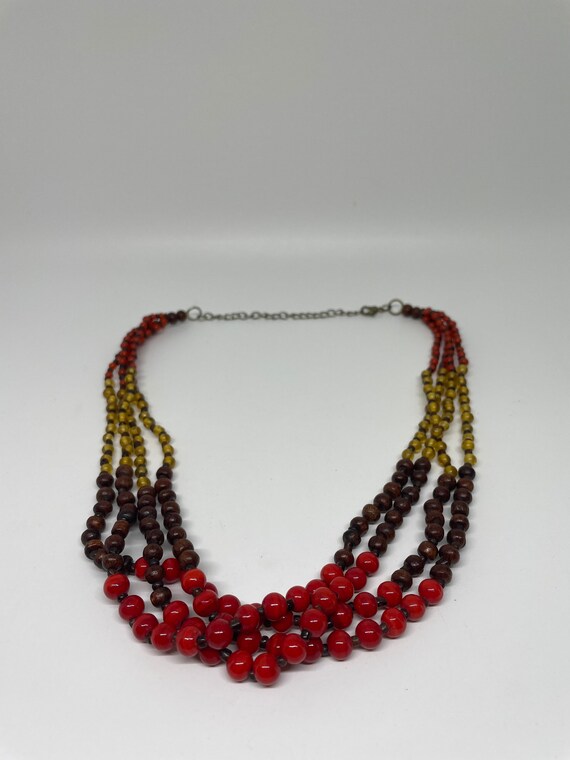 Vintage colorful multi strand beaded necklace - image 3
