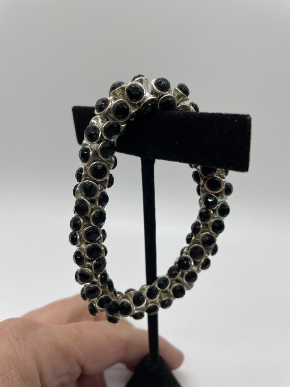 Vintage black and Silvertone bracelet - image 2