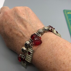 Vintage Silvertone and red bracelet image 4