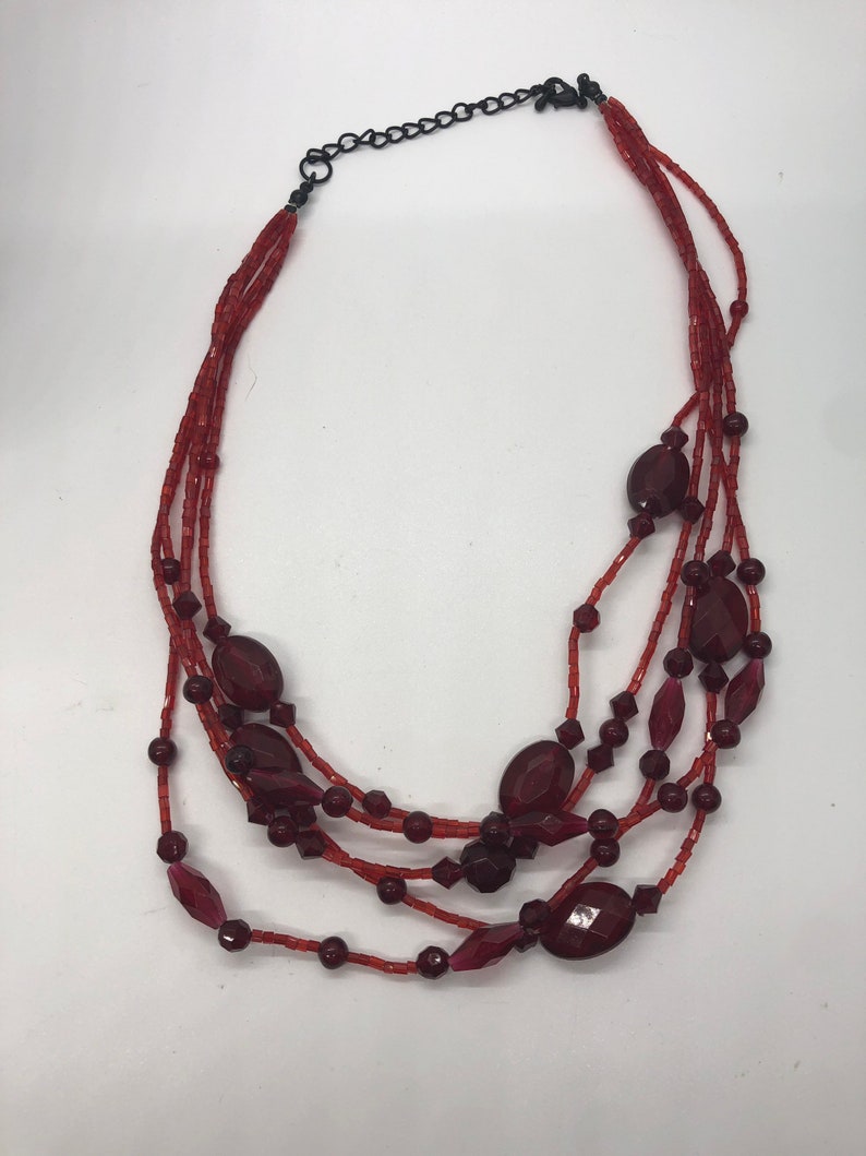 Vintage red beaded necklace