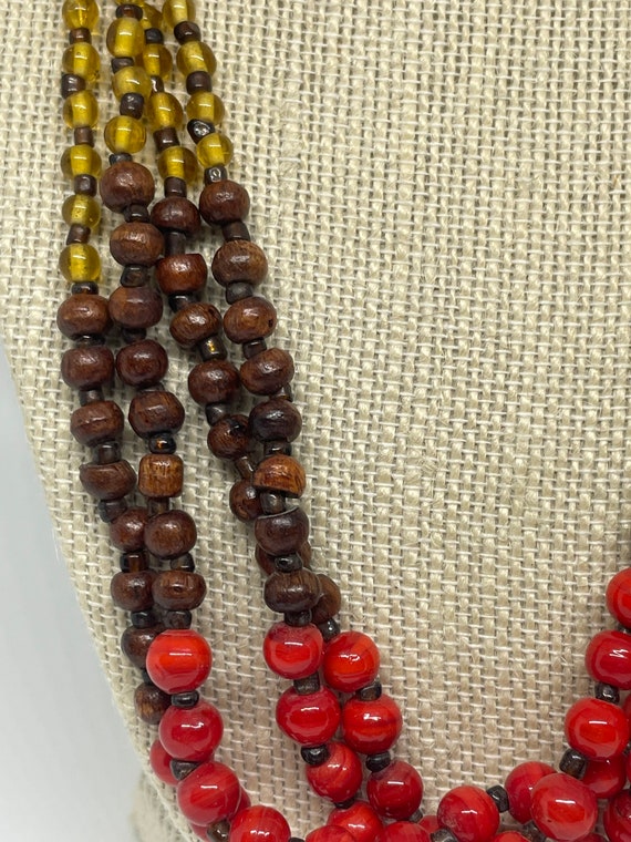 Vintage colorful multi strand beaded necklace - image 2