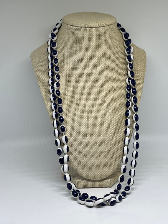 Vintage blue and white necklace - image 1