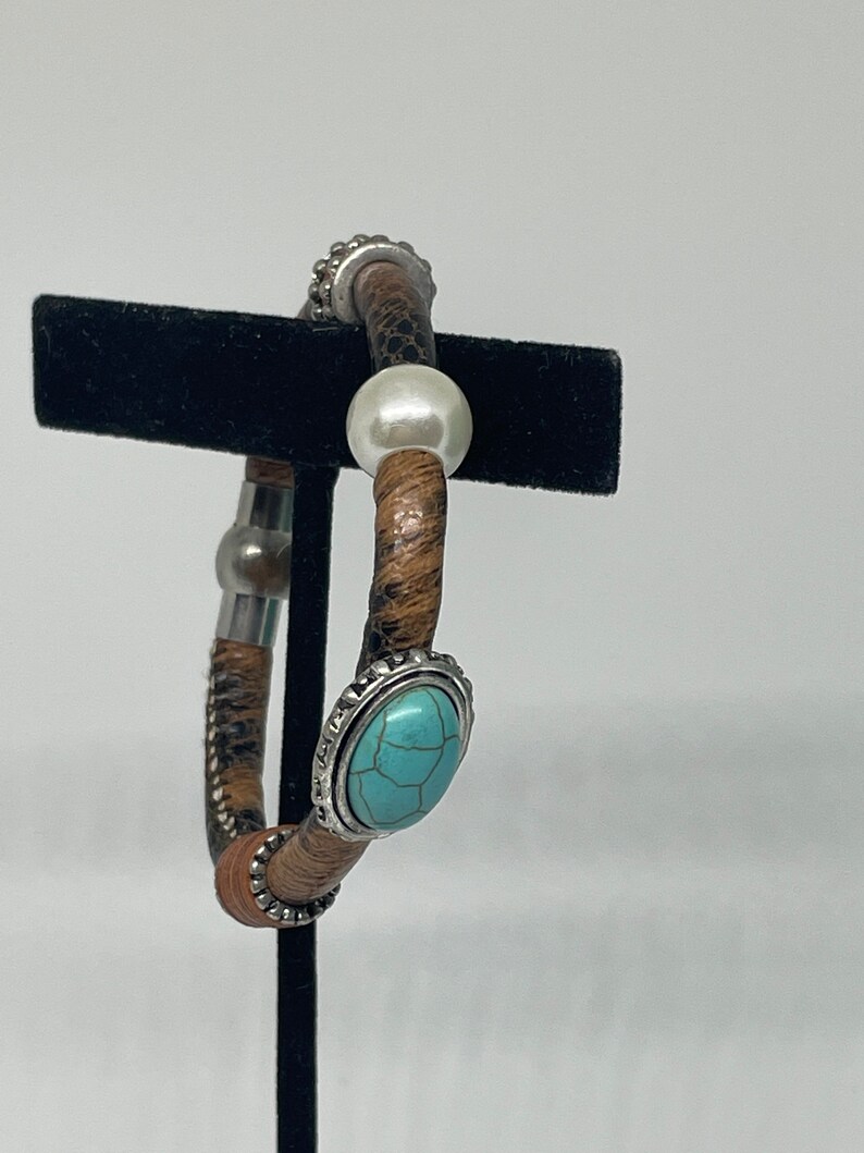 Vintage faux turquoise bracelet image 1