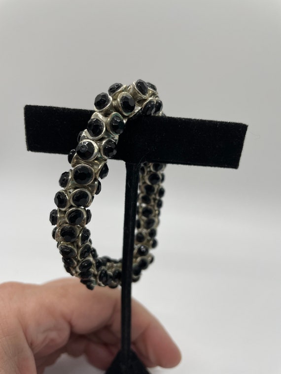 Vintage black and Silvertone bracelet - image 3