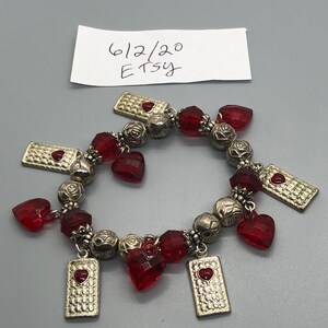 Vintage Silvertone and red bracelet image 1