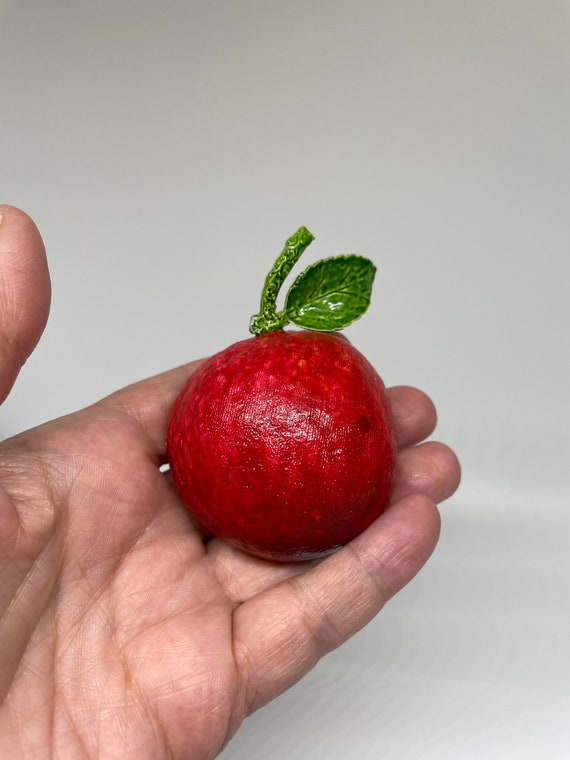 Vintage red large apple brooch - image 2