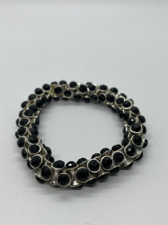 Vintage black and Silvertone bracelet - image 5