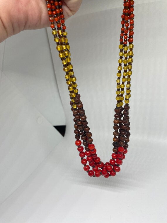 Vintage colorful multi strand beaded necklace - image 5