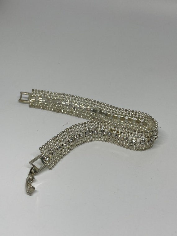 Vintage rhinestone Silvertone bracelet - image 7