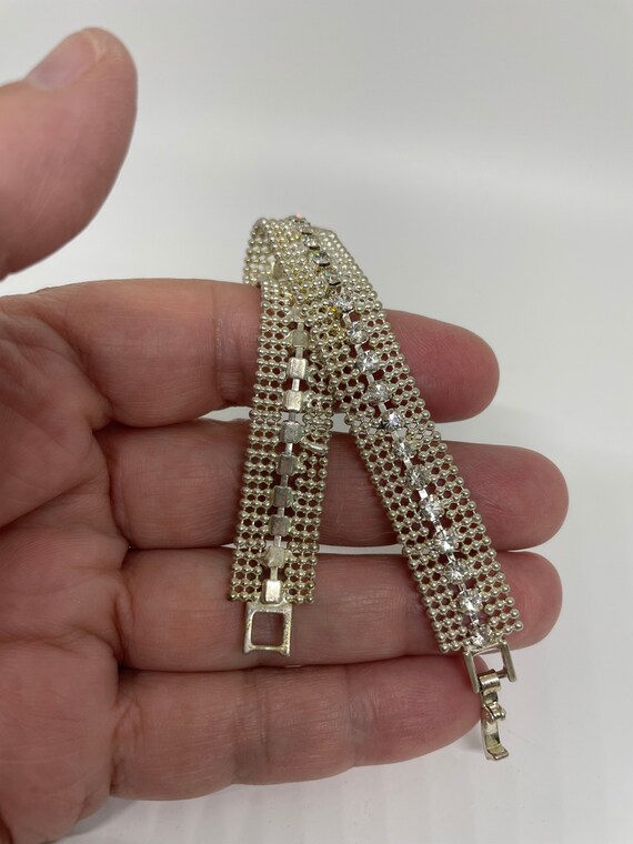 Vintage rhinestone Silvertone bracelet - image 6